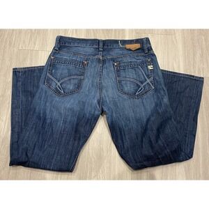 Union Denim Classic Button Fly  Jeans Men's 34 Tall Blue USA MADE Italian Fabric